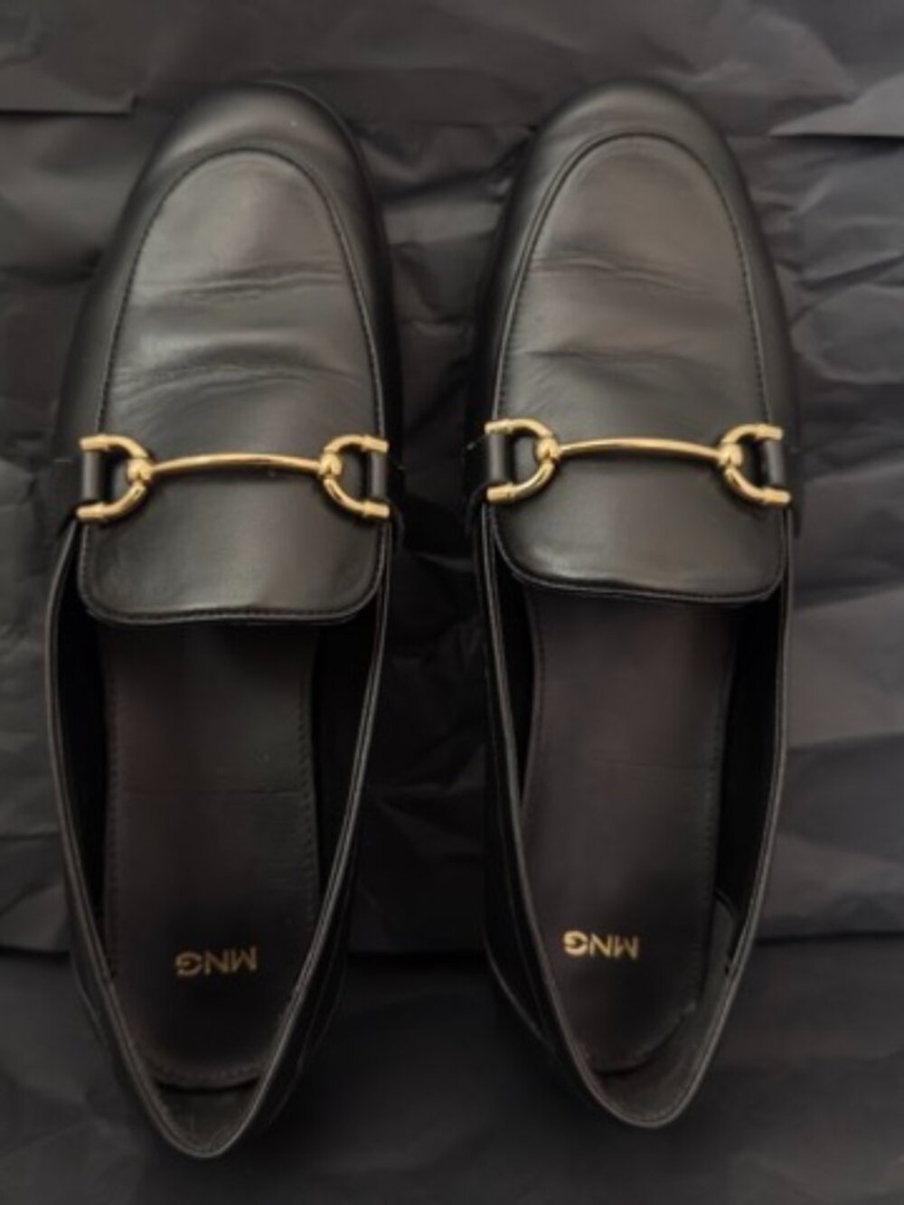 MANGO Classic Black Leather Moccasin Loafers
